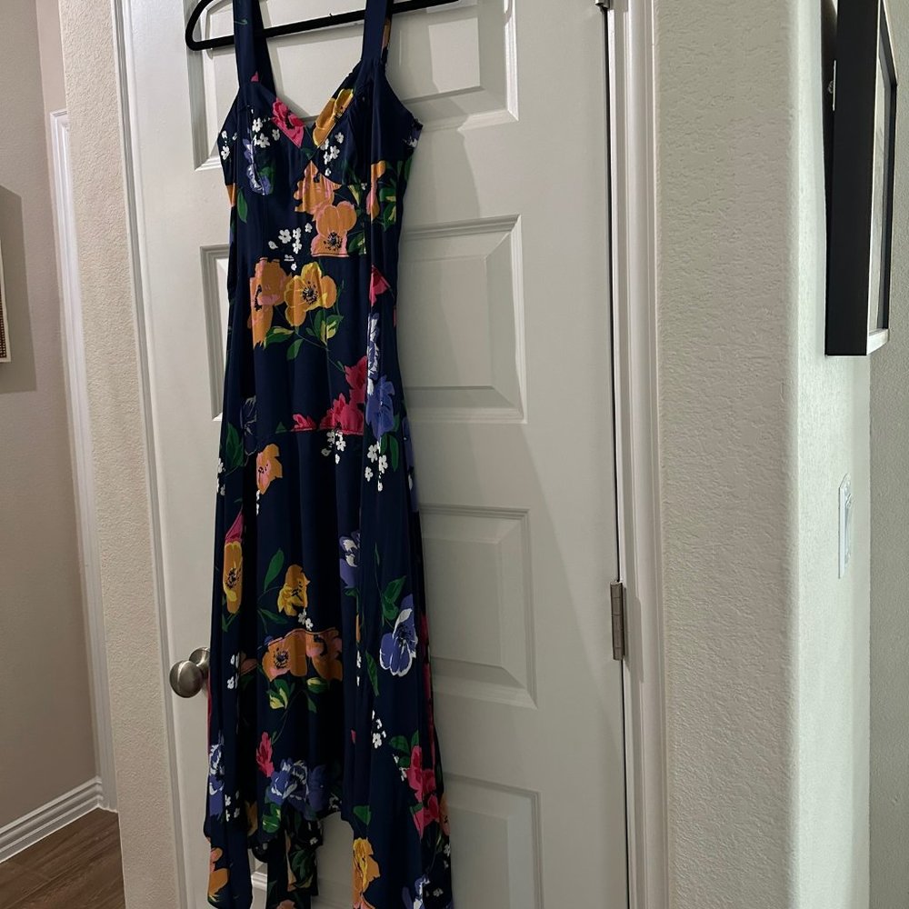 Anthropologie Blue Floral Flowy Midi Dress Size 2